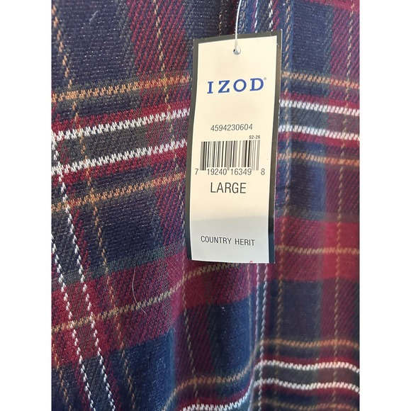Izod Long Sleeved Flannel Polo - Size L - New with Tags - Picture 6 of 7